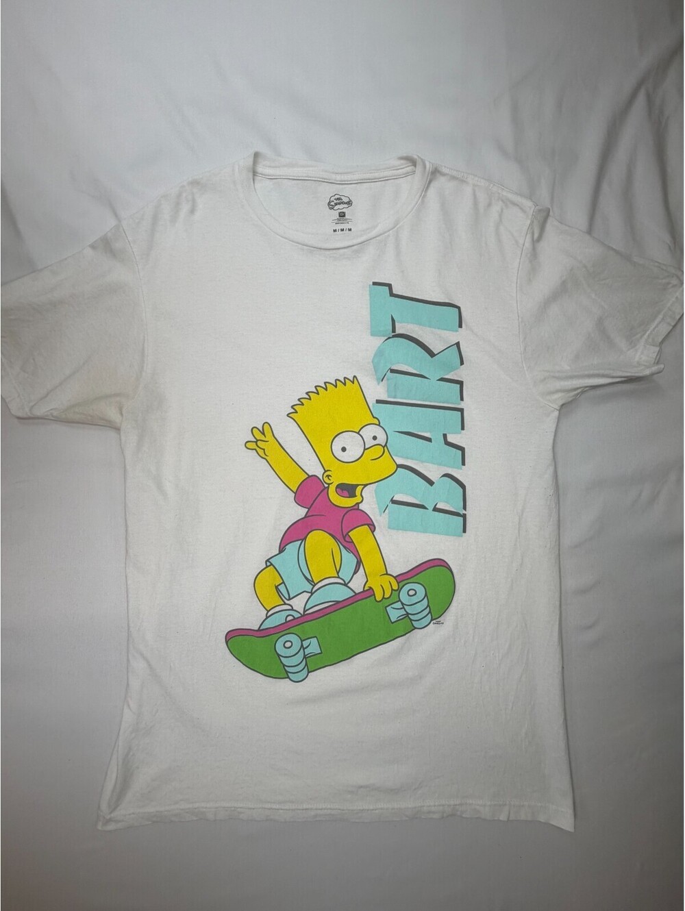 The Simpsons Men's T-Shirt Short Sleeve The Bart Round Neck Cotton Size M White